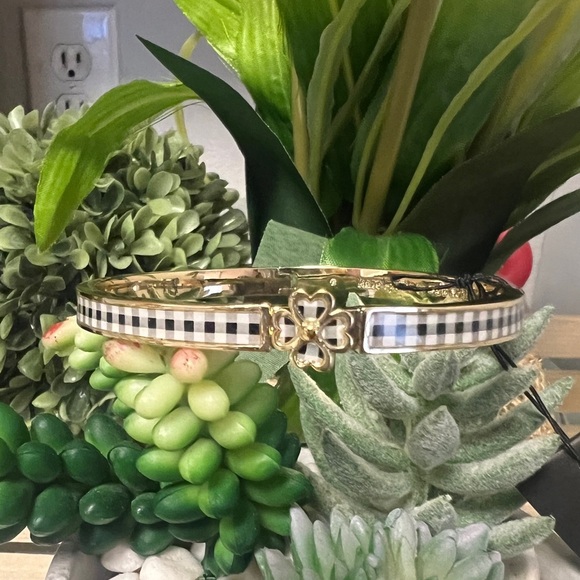 Kate Spade Checkered Flower Thin Bangle - Picture 2 of 5